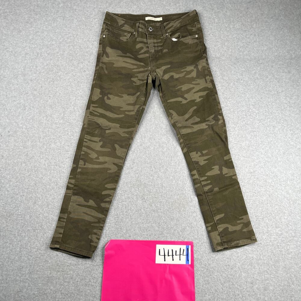 Levis 711 Skinny Ankle Jeans 27 Green Camouflage Stretch Casual Ladies